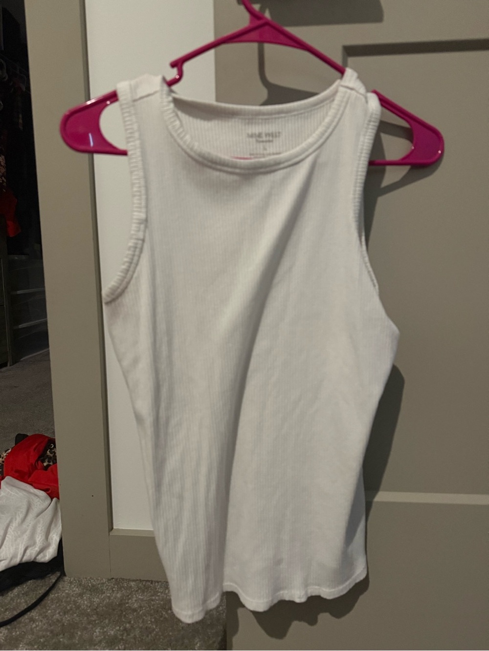Nine West White Ribbed Sleeveless Tank